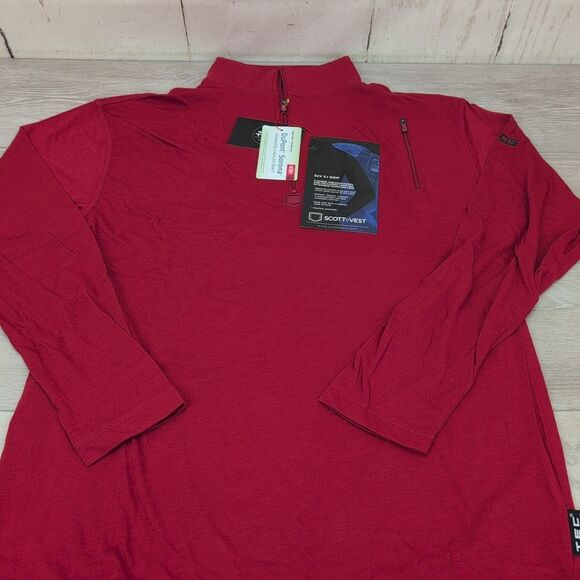SCOTTeVEST Other - Scottevest SJ 1/4 Zip Men’s Medium Pullover Shirt Red SeV QZip Travel Pockets